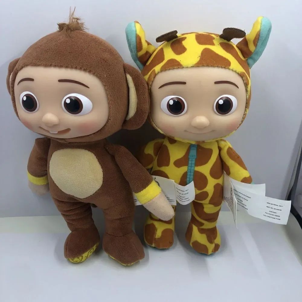 *Cocomelon JJ Giraffe & Monkey 8" Plush Doll Soft Toy w/ Plastic Face